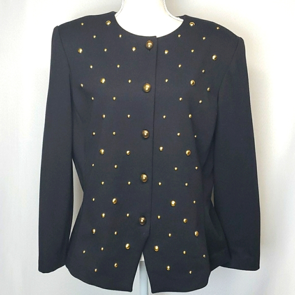 Vintage Leslie Fay studded button down jacket 14